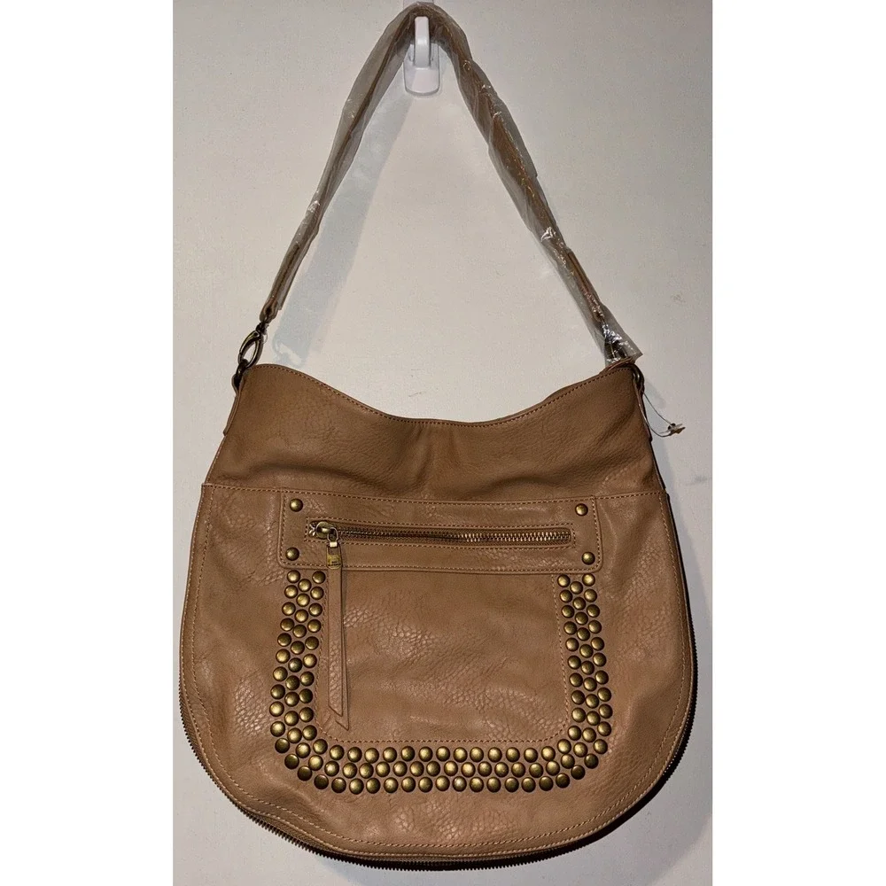 Big Buddah Baxter Hobo Bag Purse Studded Expandable Vegan Faux Leather Boho 14